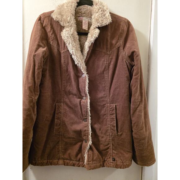 Vtg Y2K Abercrombie & Fitch Penny Lane Faux Sherpa Lined Jacket Sz M Brown - Picture 5 of 10